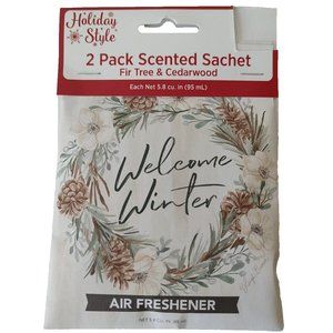 Holiday Style 2 Pack Scented Sachet Fir Tree & Cedarwood Air Freshener Potpourri